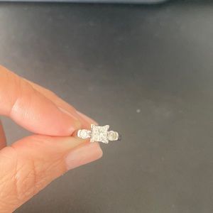 Princess cut diamond, white gold wedding ring size 4.5